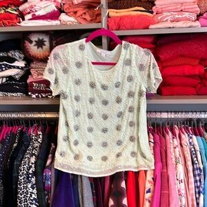 Piperlime pastel green crystal and pearl embellished blouse. Size XS